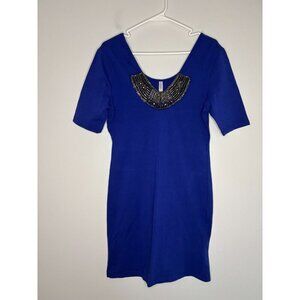 XHILARATION NEW Body Con Dress Womens XL Royal Beading Egypt V-Neck Short Sleeve